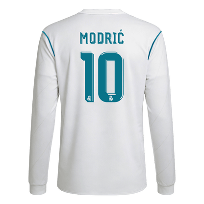 Retro MODRIĆ #10 Men's Real Madrid 2017/18 Home Long Sleeve Soccer Jersey product view 1