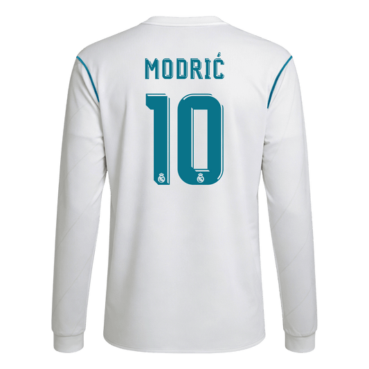 Retro MODRIĆ #10 Men's Real Madrid 2017/18 Home Long Sleeve Soccer Jersey product view 1