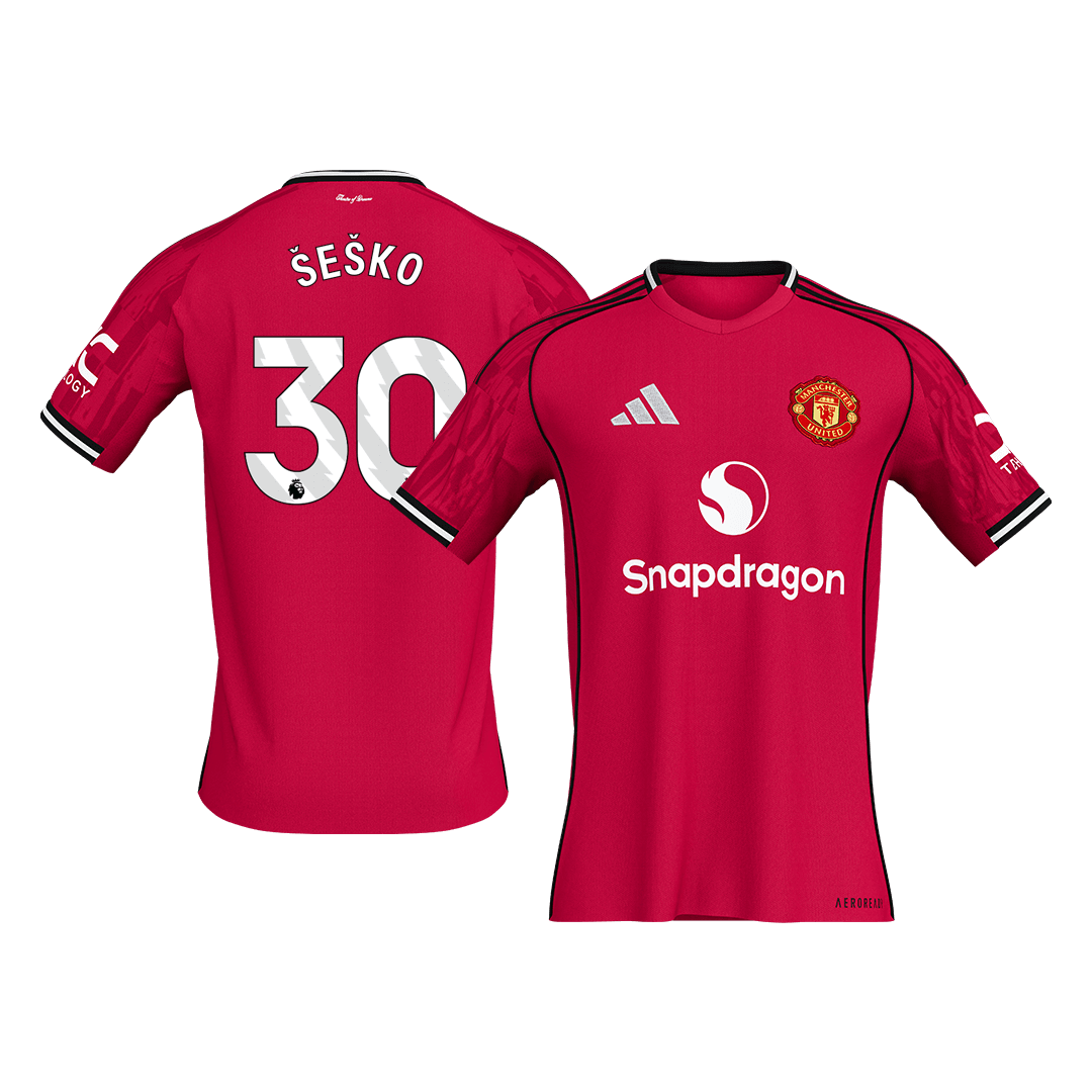 ŠEŠKO #30 Men's Manchester United 2025/26 Home Soccer Jersey Premium product view 1