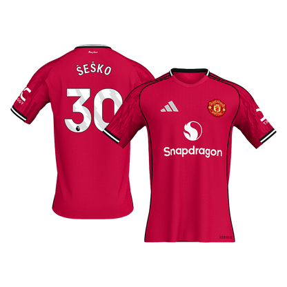 ŠEŠKO #30 Men's Manchester United 2025/26 Home Soccer Jersey Premium product view 1
