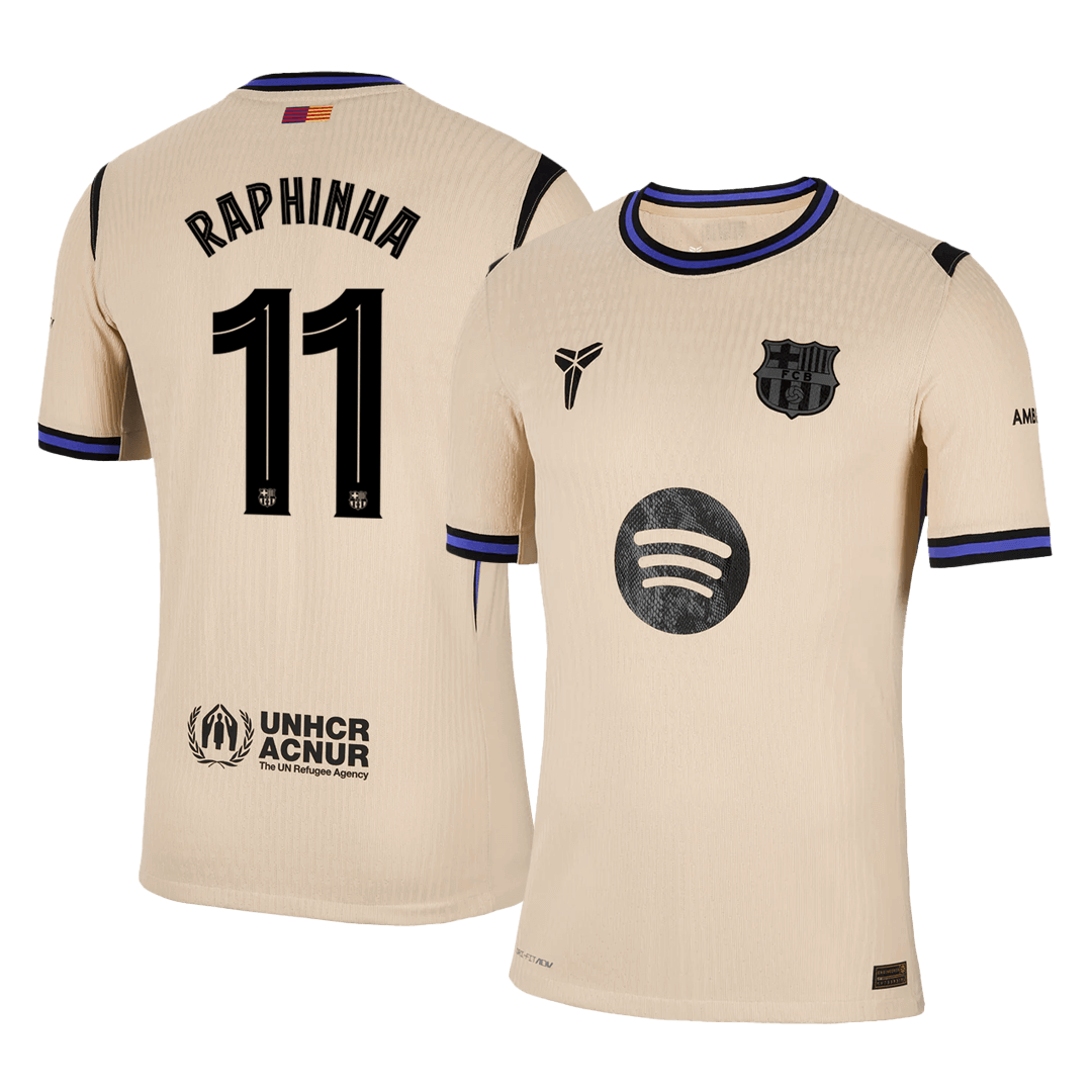 RAPHINHA #11 Men's Barcelona UCL 2025/26 Player Version Away Soccer Jersey - Slim Fit product view 1