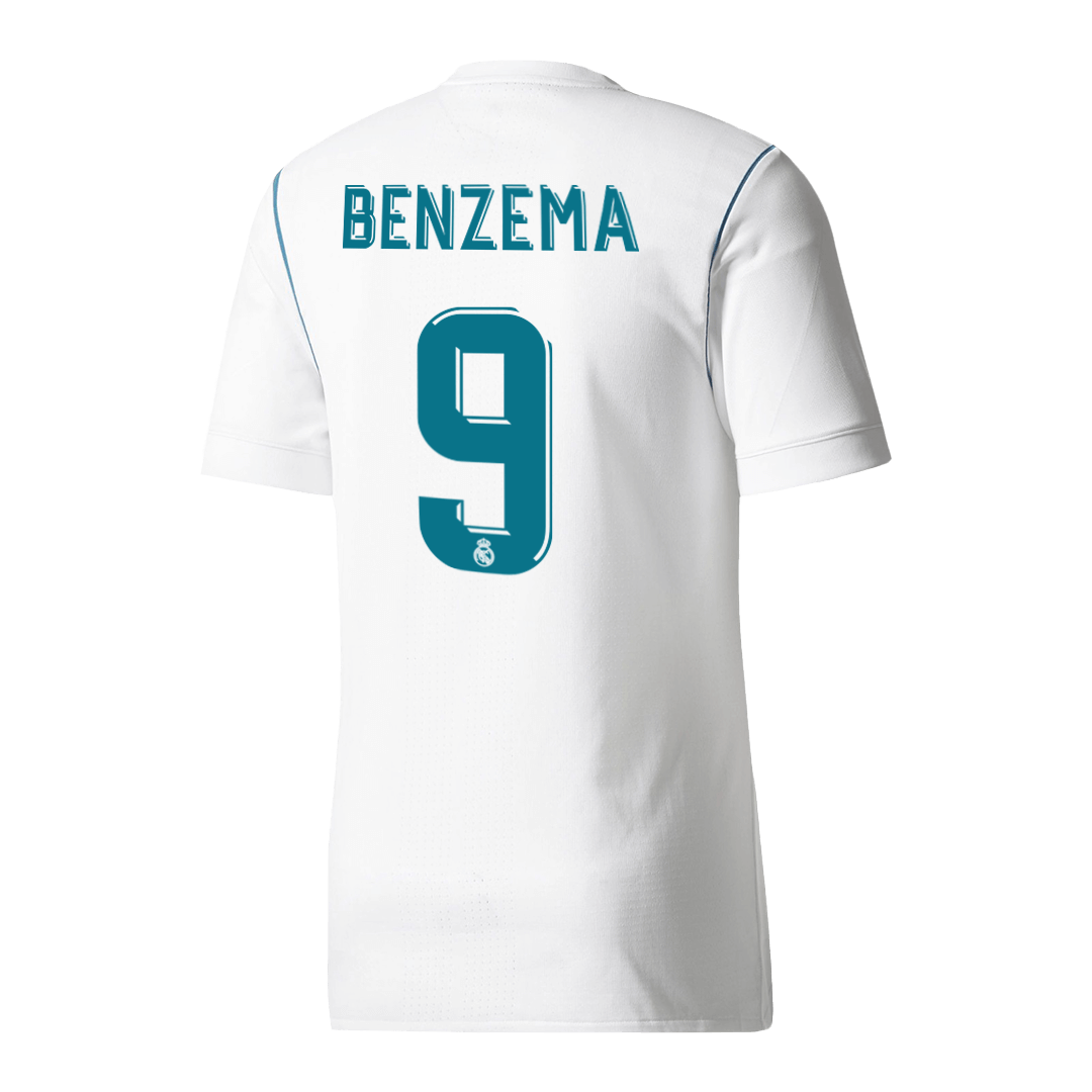 Retro BENZEMA #9 Men's Real Madrid 2017/18 Home Soccer Jersey product view 1