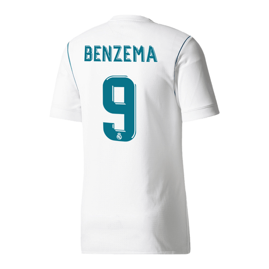 Retro BENZEMA #9 Men's Real Madrid 2017/18 Home Soccer Jersey product view 1