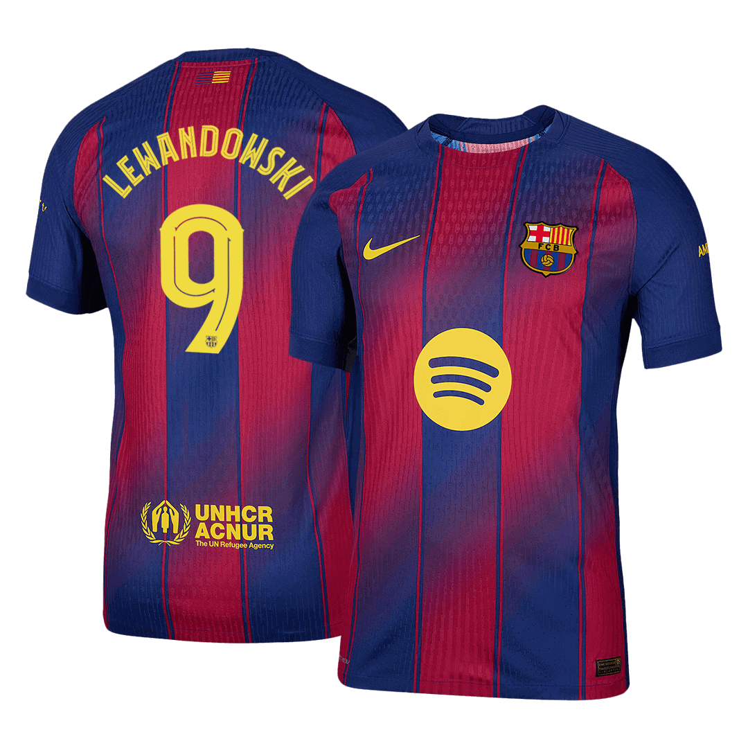 LEWANDOWSKI #9 Men's Barcelona UCL 2025/26 Player Version Home Soccer Jersey - Slim Fit product view 1