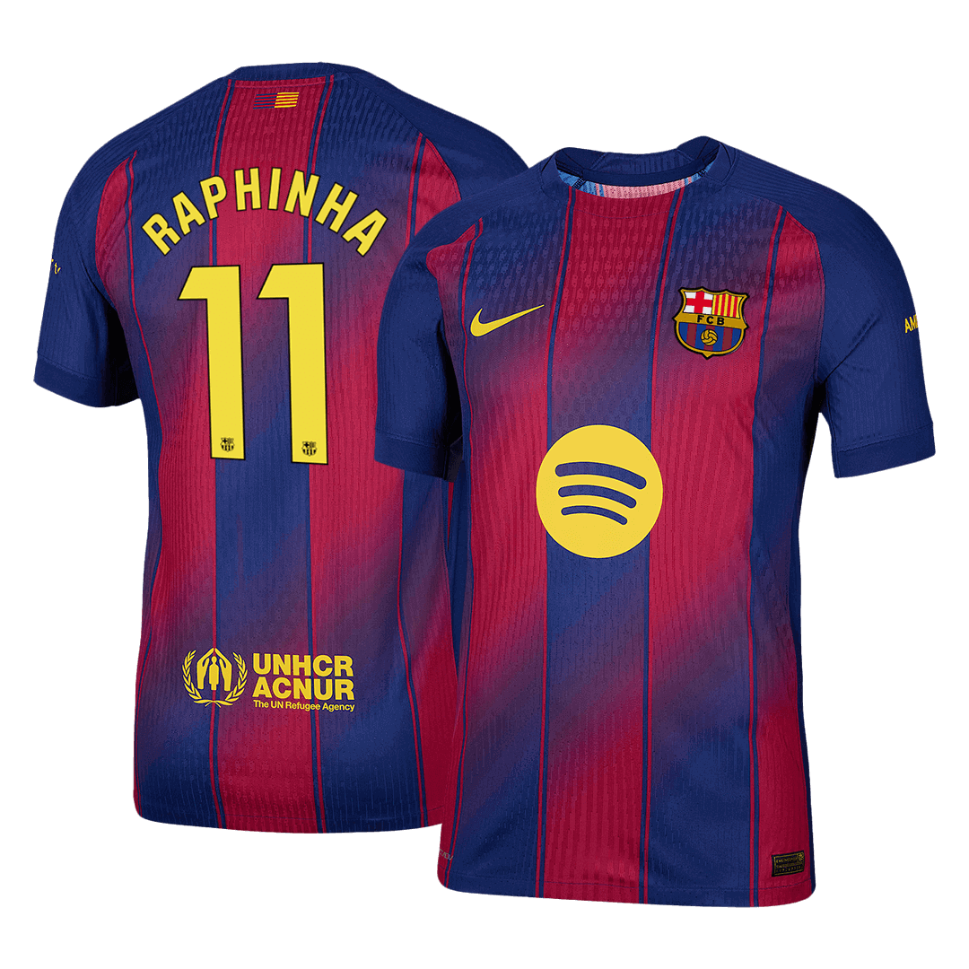RAPHINHA #11 Men's Barcelona 2025/26 Player Version Home Soccer Jersey - Slim Fit product view 1