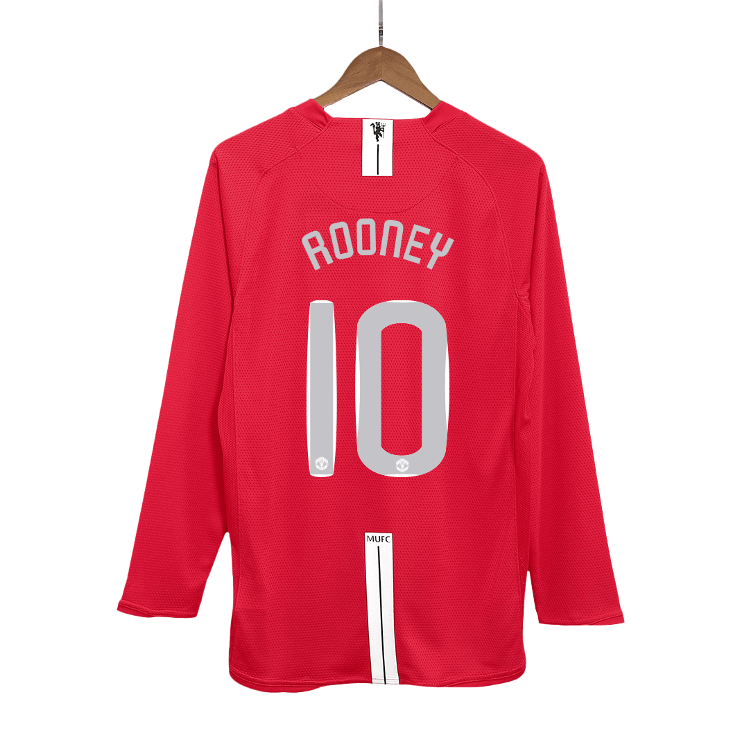 Retro ROONEY #10 Men's Manchester United UCL Final 2007/08 Home Long Sleeve Soccer Jersey product view 1