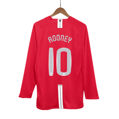 Retro ROONEY #10 Men's Manchester United UCL Final 2007/08 Home Long Sleeve Soccer Jersey product view 1