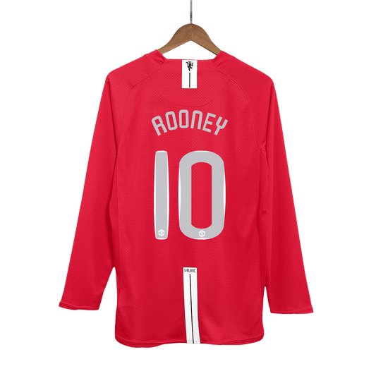 Retro ROONEY #10 Men's Manchester United UCL Final 2007/08 Home Long Sleeve Soccer Jersey product view 1