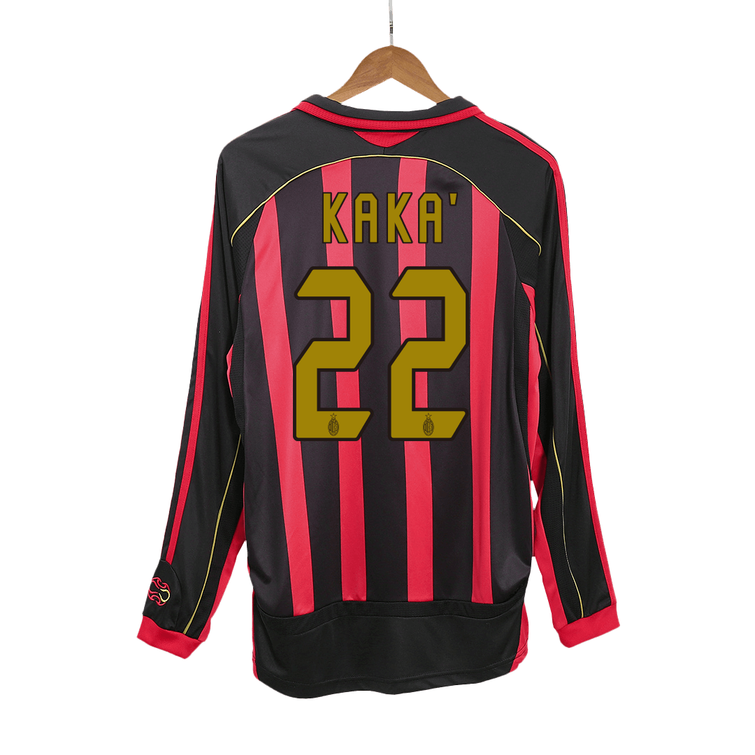 Retro KAKA' #22 Men's AC Milan 2006/07 Home Long Sleeve Soccer Jersey product view 1