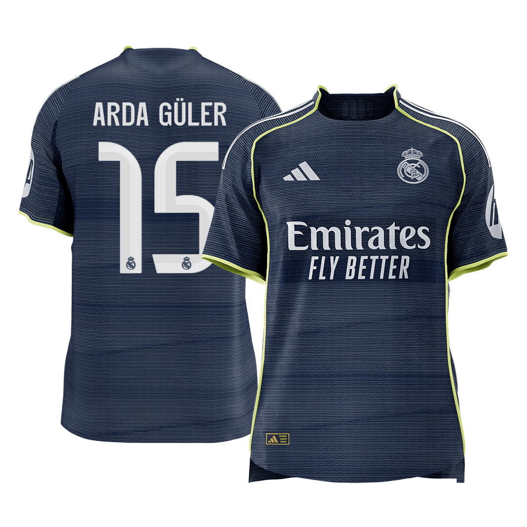 ARDA GÜLER #15 Men's Real Madrid 2025/26 Player Version Away Soccer Jersey - Slim Fit Premium product view 1