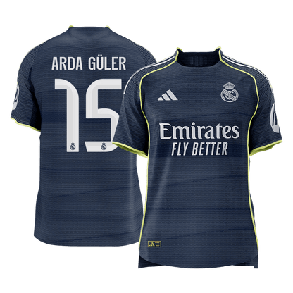 ARDA GÜLER #15 Men's Real Madrid 2025/26 Player Version Away Soccer Jersey - Slim Fit Premium product view 1