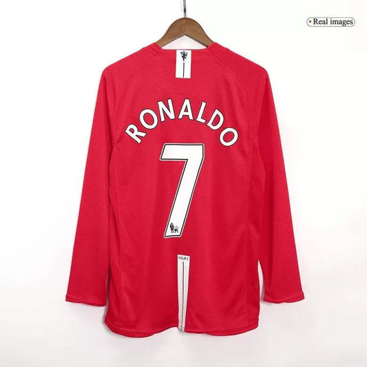 Retro RONALDO #7 Men's Manchester United 2007/08 Home Long Sleeve Soccer Jersey product view 1