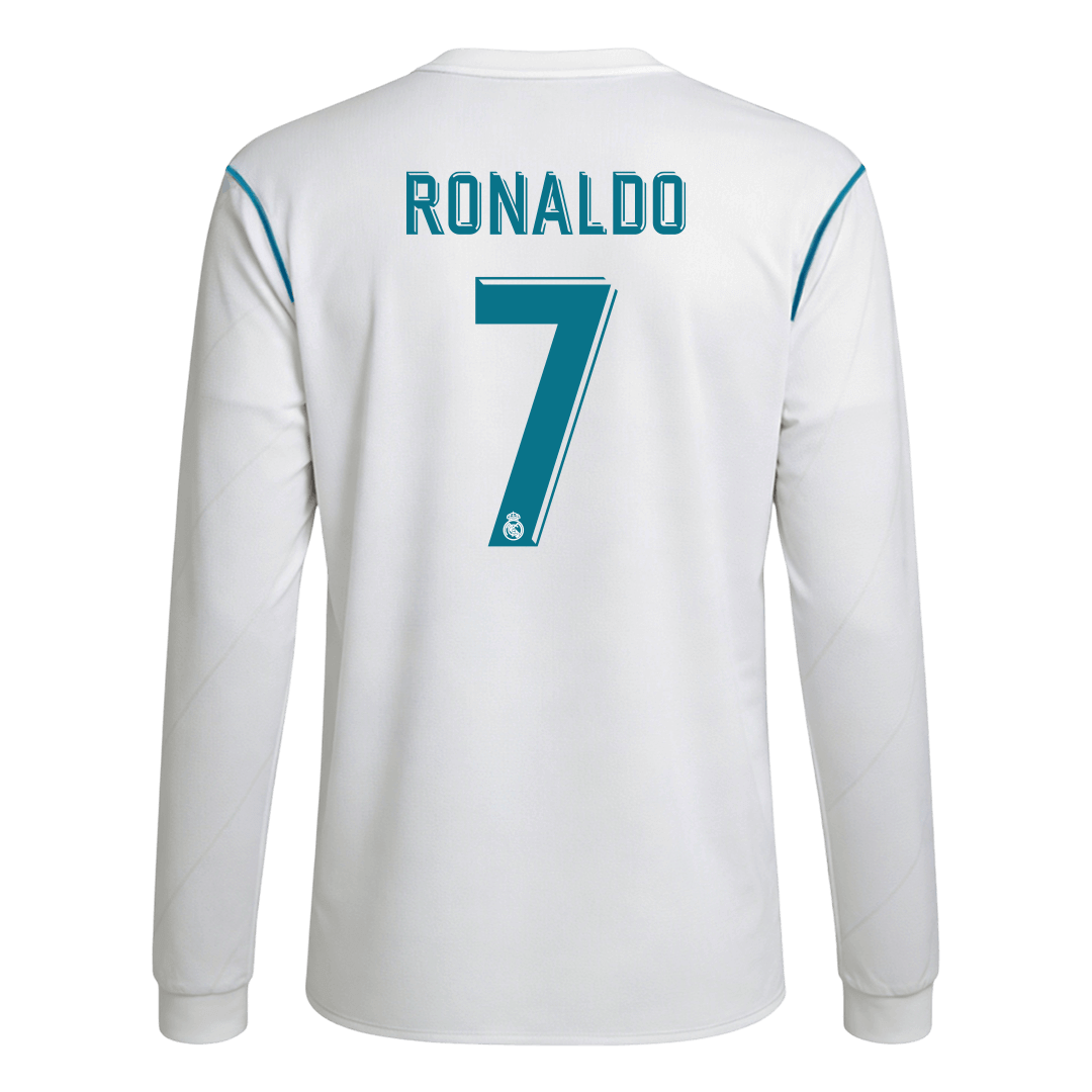 Retro RONALDO #7 Men's Real Madrid 2017/18 Home Long Sleeve Soccer Jersey product view 1