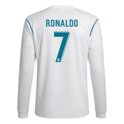 Retro RONALDO #7 Men's Real Madrid 2017/18 Home Long Sleeve Soccer Jersey product view 1