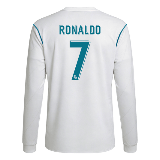Retro RONALDO #7 Men's Real Madrid 2017/18 Home Long Sleeve Soccer Jersey product view 1