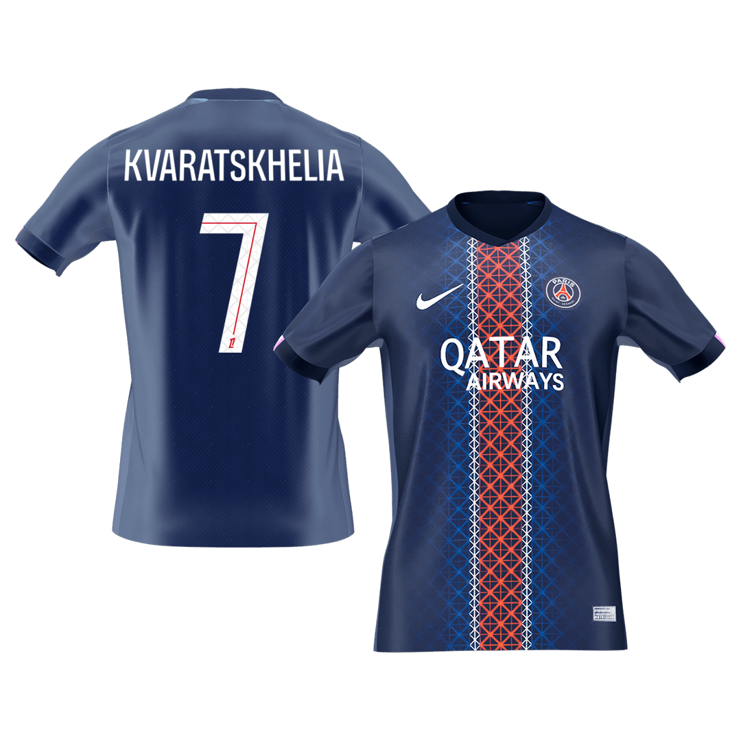 KVARATSKHELIA #7 Men's PSG 2025/26 Home Soccer Jersey Premium product view 1