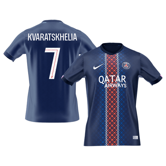 KVARATSKHELIA #7 Men's PSG 2025/26 Home Soccer Jersey Premium product view 1
