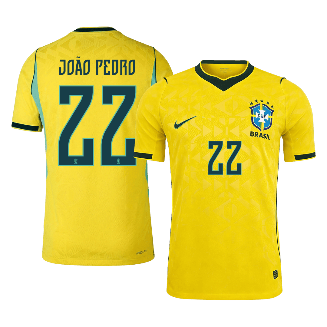 JOÃO PEDRO #22 Men's Brazil World Cup 2026 Player Version Home Soccer Jersey - Slim Fit product view 1