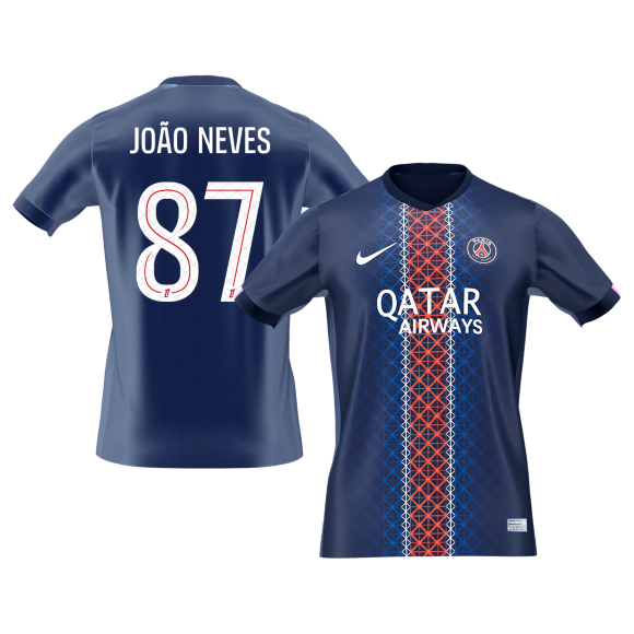 JOÃO NEVES #87 Men's PSG 2025/26 Home Soccer Jersey Premium product view 1