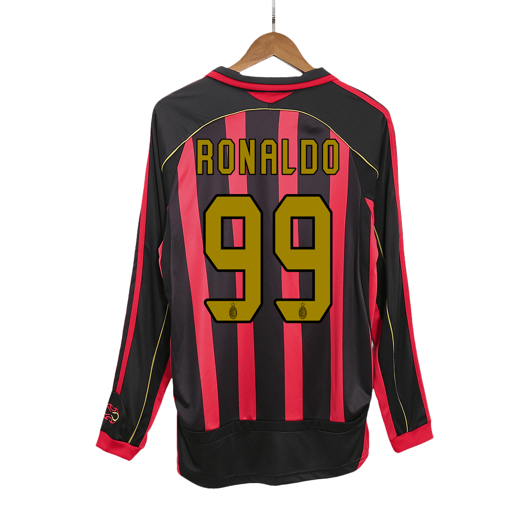 Retro RONALDO #99 Men's AC Milan 2006/07 Home Long Sleeve Soccer Jersey product view 1