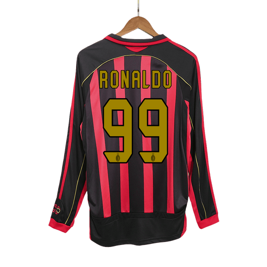 Retro RONALDO #99 Men's AC Milan 2006/07 Home Long Sleeve Soccer Jersey product view 1