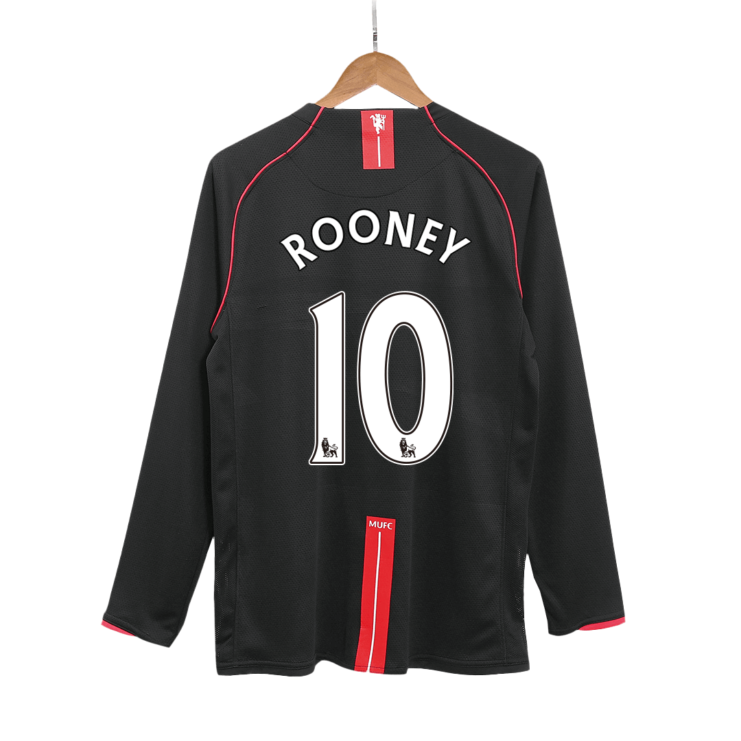 Retro ROONEY #10 Men's Manchester United 2007/08 Away Long Sleeve Soccer Jersey product view 1