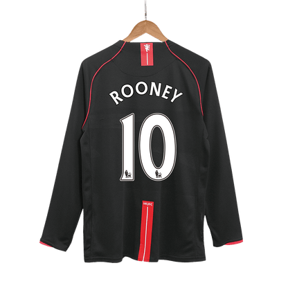 Retro ROONEY #10 Men's Manchester United 2007/08 Away Long Sleeve Soccer Jersey product view 1