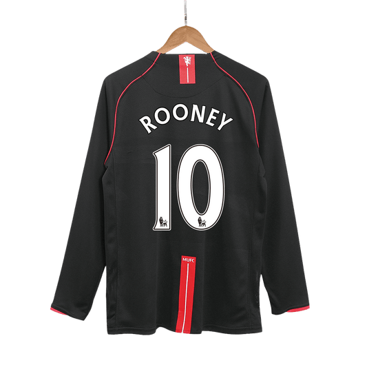 Retro ROONEY #10 Men's Manchester United 2007/08 Away Long Sleeve Soccer Jersey product view 1