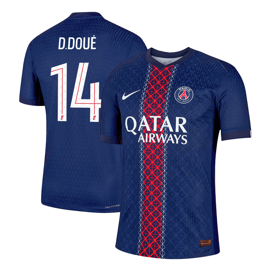D.DOUÉ #14 Men's PSG 2025/26 Player Version Home Soccer Jersey - Slim Fit product view 1