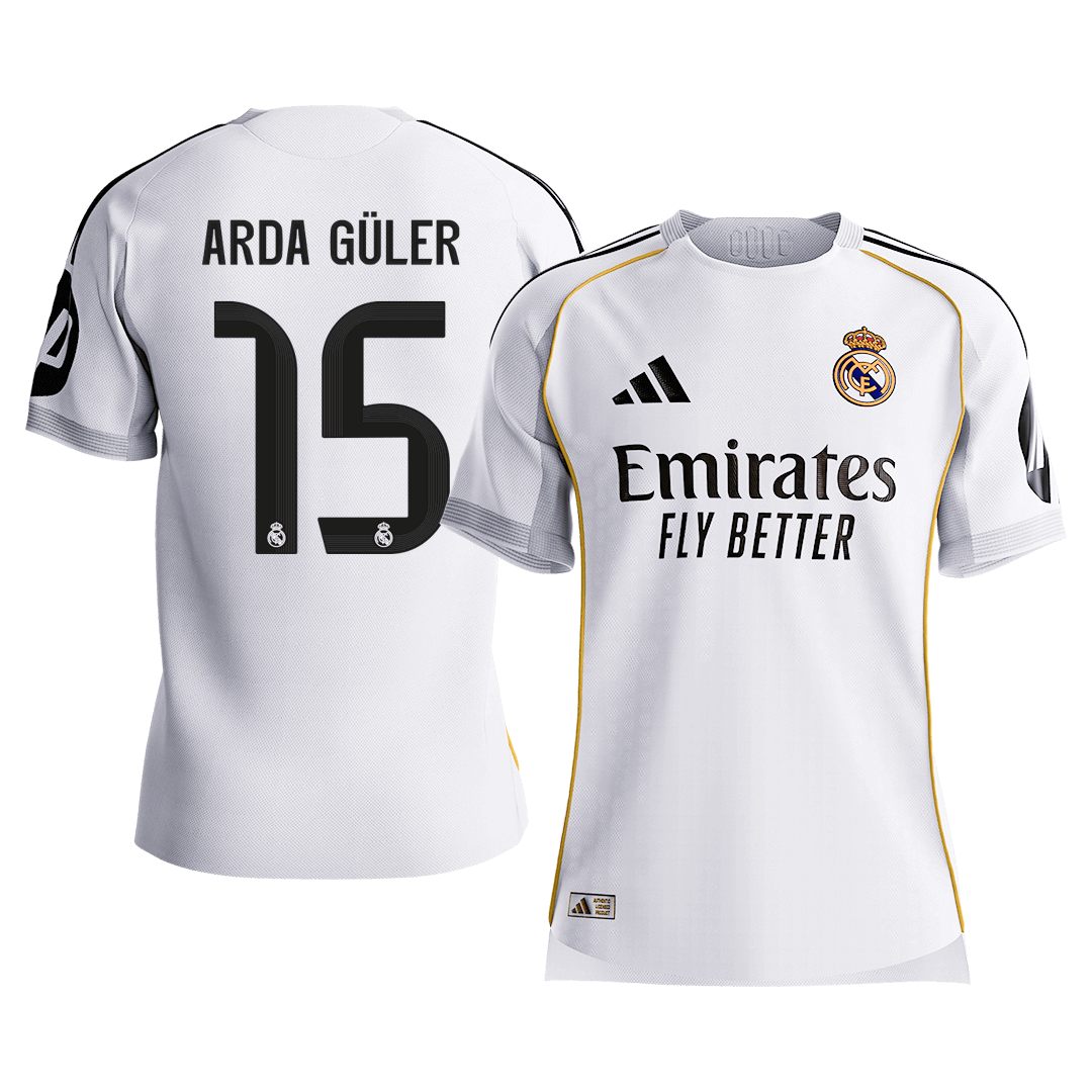 ARDA GÜLER #15 Men's Real Madrid 2025/26 Player Version Home Soccer Jersey - Slim Fit Premium product view 1