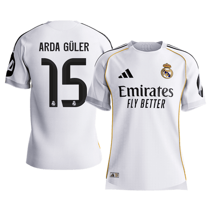 ARDA GÜLER #15 Men's Real Madrid 2025/26 Player Version Home Soccer Jersey - Slim Fit Premium product view 1