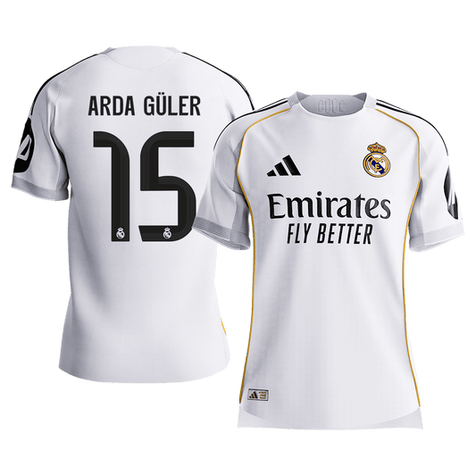 ARDA GÜLER #15 Men's Real Madrid 2025/26 Player Version Home Soccer Jersey - Slim Fit Premium product view 1