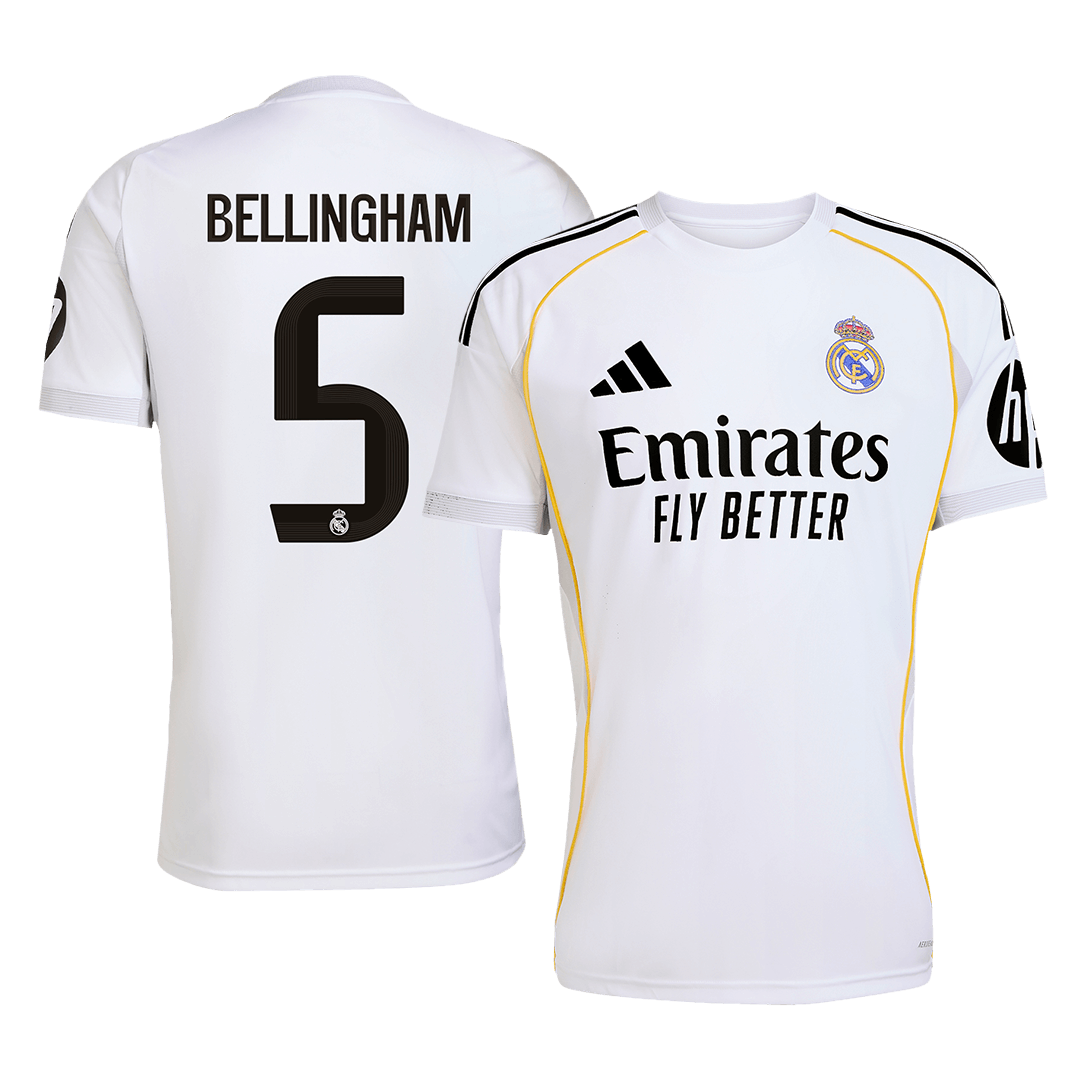 BELLINGHAM #5 Men's Real Madrid 2025/26 Home Soccer Jersey Premium product view 1