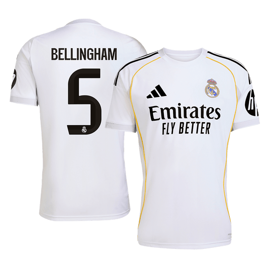 BELLINGHAM #5 Men's Real Madrid 2025/26 Home Soccer Jersey Premium product view 1
