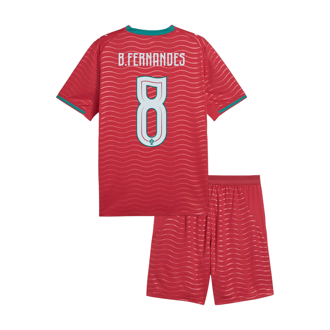 Kid's B. FERNANDES #8 Portugal World Cup 2026 Home Soccer Jersey Kit [PREMIUM]