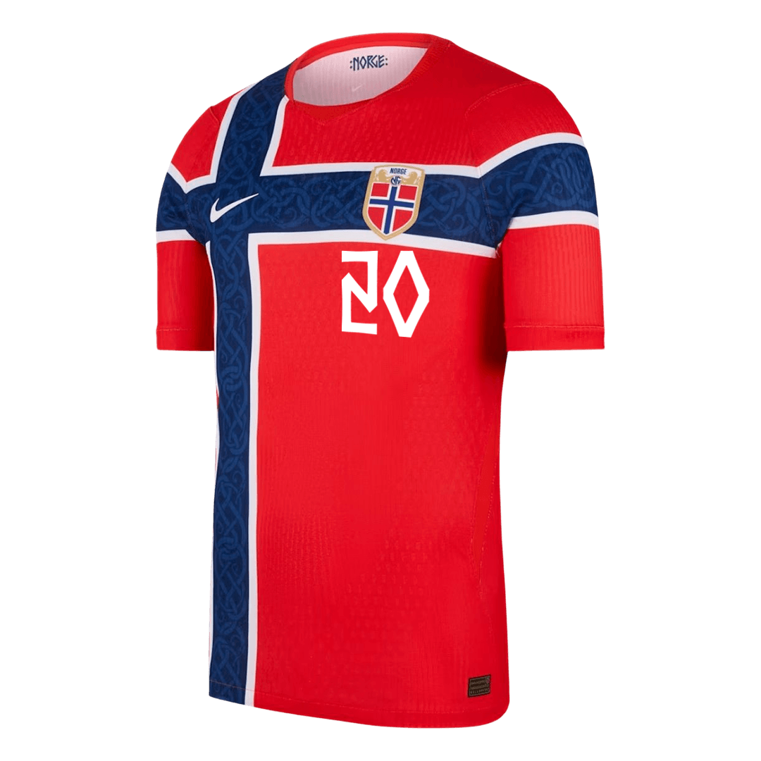 NUSA #20 Men's Norway World Cup 2026 Player Version Home Soccer Jersey - Slim Fit product view 2