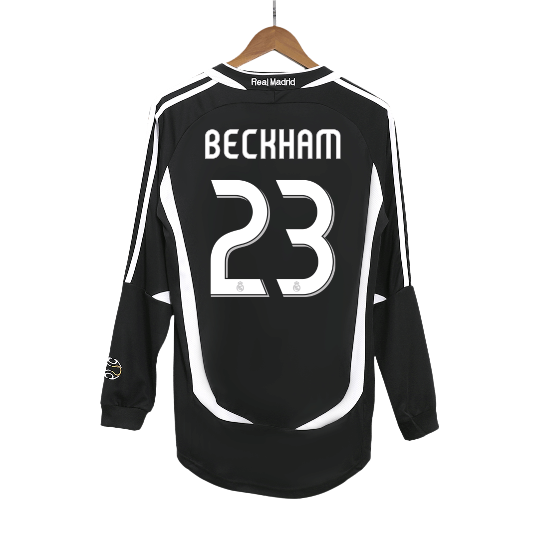 Retro BECKHAM #23 Men's Real Madrid 2006/07 Away Long Sleeve Soccer Jersey product view 1