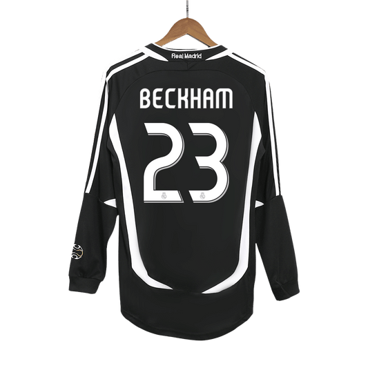 Retro BECKHAM #23 Men's Real Madrid 2006/07 Away Long Sleeve Soccer Jersey product view 1