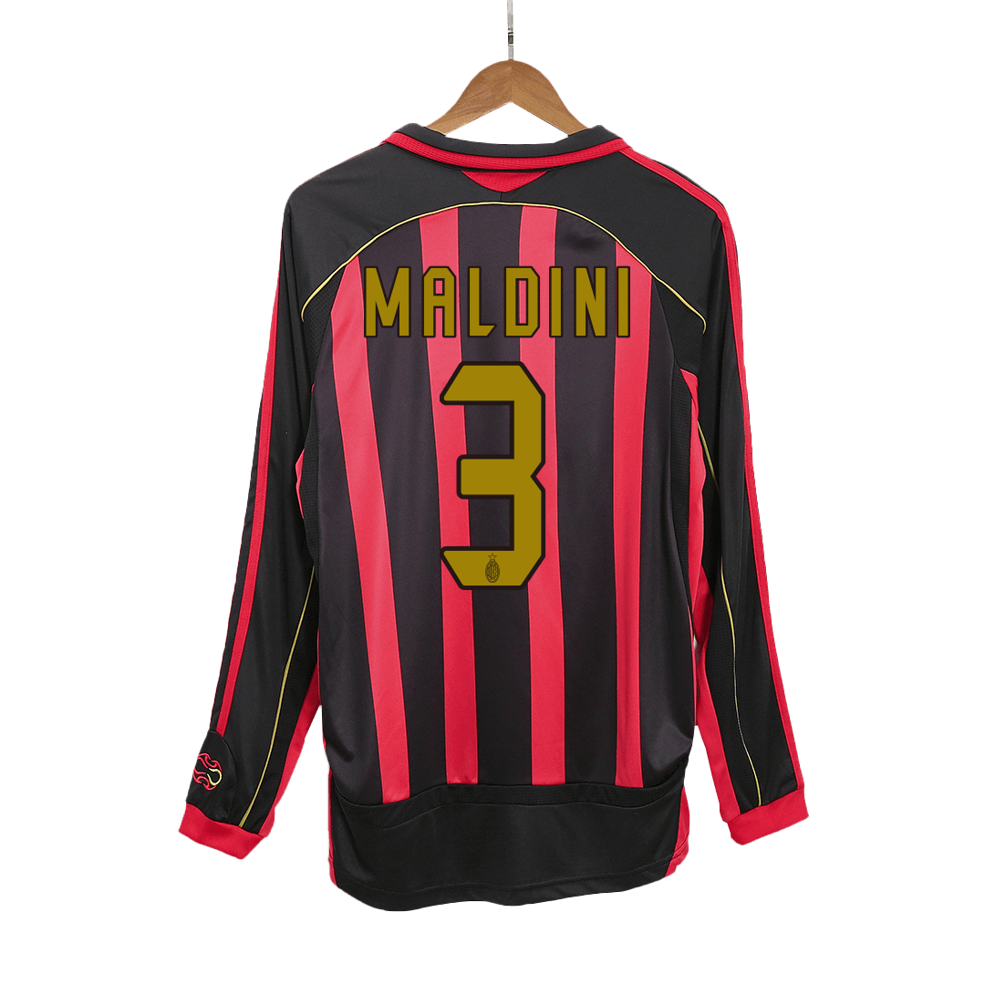 Retro MALDINI #3 Men's AC Milan 2006/07 Home Long Sleeve Soccer Jersey product view 1