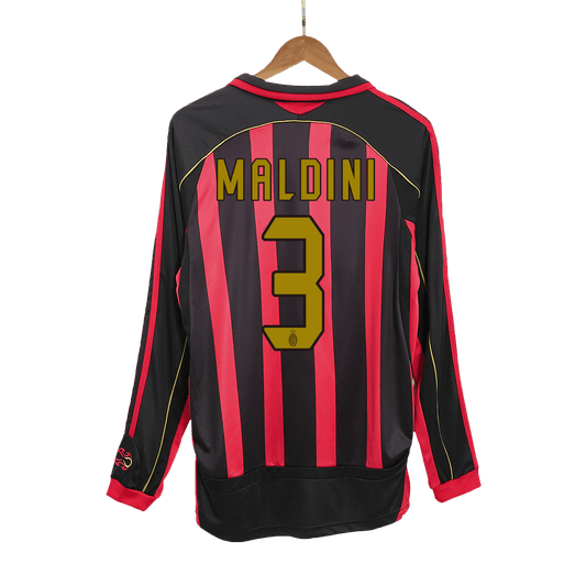 Retro MALDINI #3 Men's AC Milan 2006/07 Home Long Sleeve Soccer Jersey product view 1