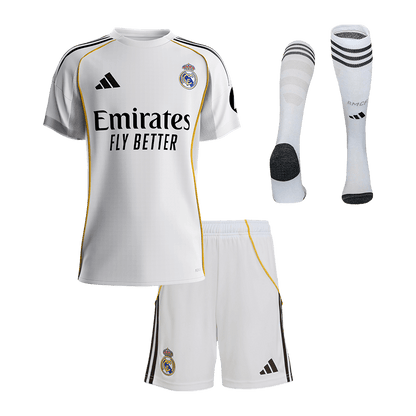 Kid's Real Madrid 2025/26 Home Soccer Jersey Full Kit [PREMIUM]