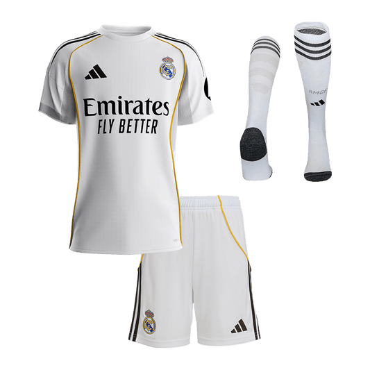 Kid's Real Madrid 2025/26 Home Soccer Jersey Full Kit [PREMIUM]
