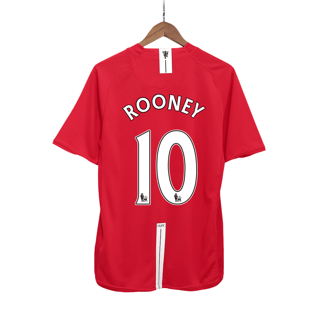 Retro ROONEY #10 Men's Manchester United 2007/08 Home Soccer Jersey product view 1
