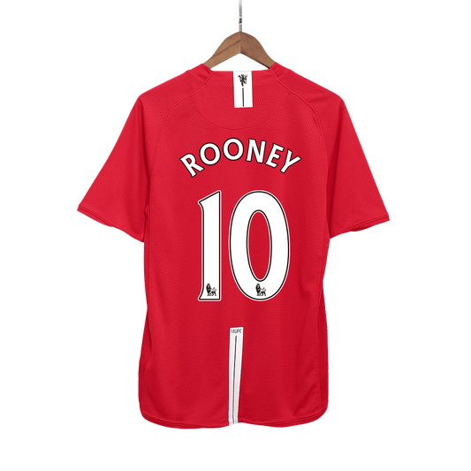 Retro ROONEY #10 Men's Manchester United 2007/08 Home Soccer Jersey product view 1