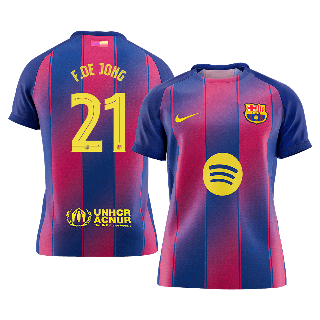 F.DE JONG #21 Men's Barcelona UCL 2025/26 Home Soccer Jersey Premium product view 1