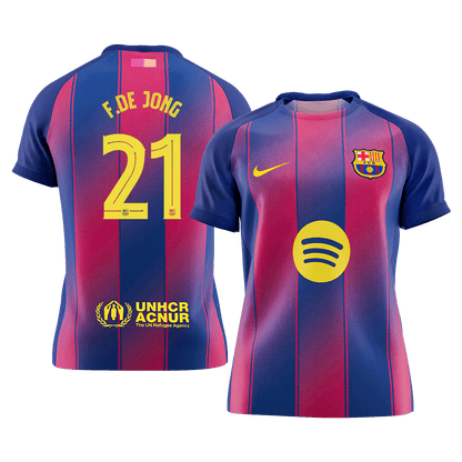 F.DE JONG #21 Men's Barcelona UCL 2025/26 Home Soccer Jersey Premium product view 1
