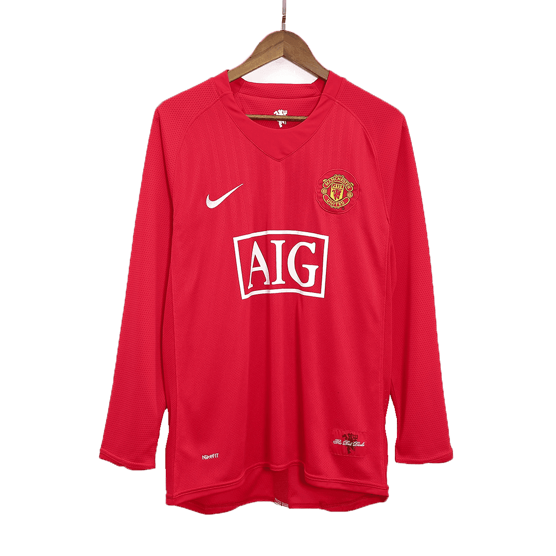 Retro RONALDO #7 Men's Manchester United 2007/08 Home Long Sleeve Soccer Jersey product view 2