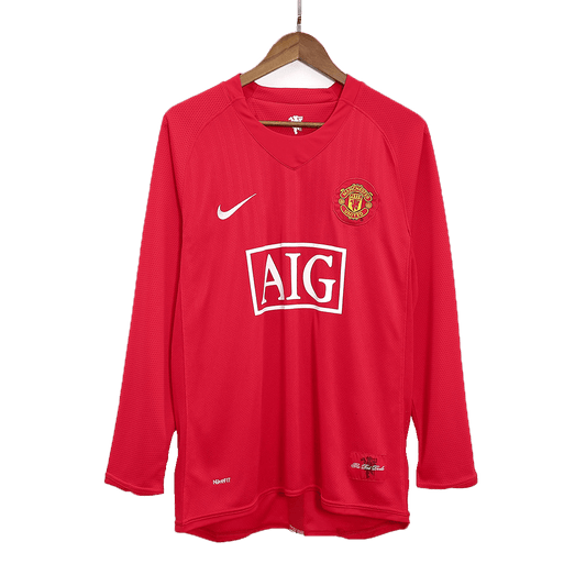 Retro Men's Manchester United 2007/08 Home Long Sleeve Soccer Jersey product view 1