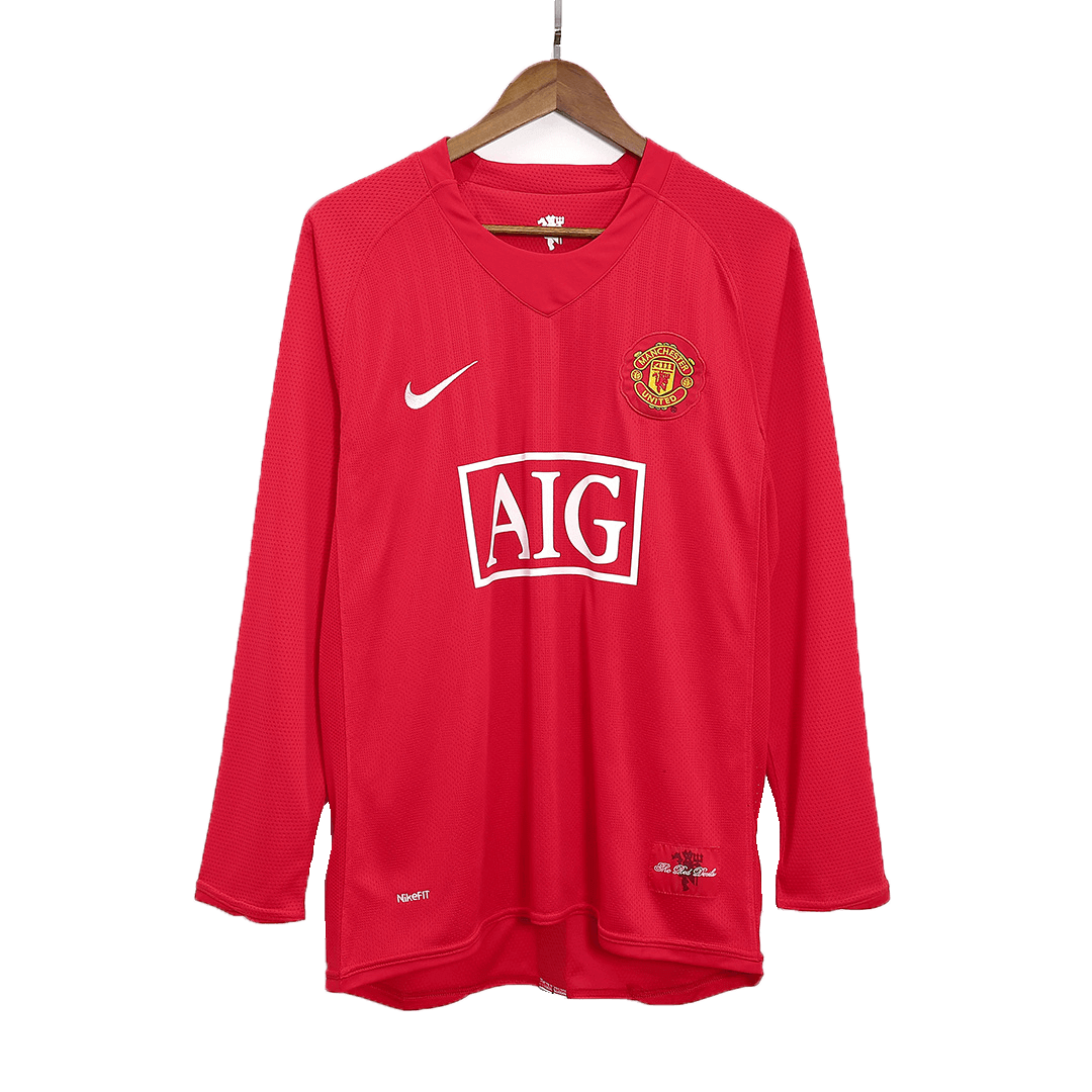 Retro ROONEY #10 Men's Manchester United 2007/08 Home Long Sleeve Soccer Jersey product view 7