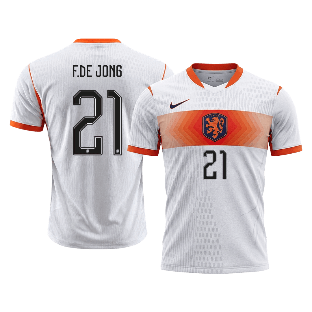 F.DE JONG #21 Men's Netherlands World Cup 2026 Player Version Away Soccer Jersey - Slim Fit product view 1